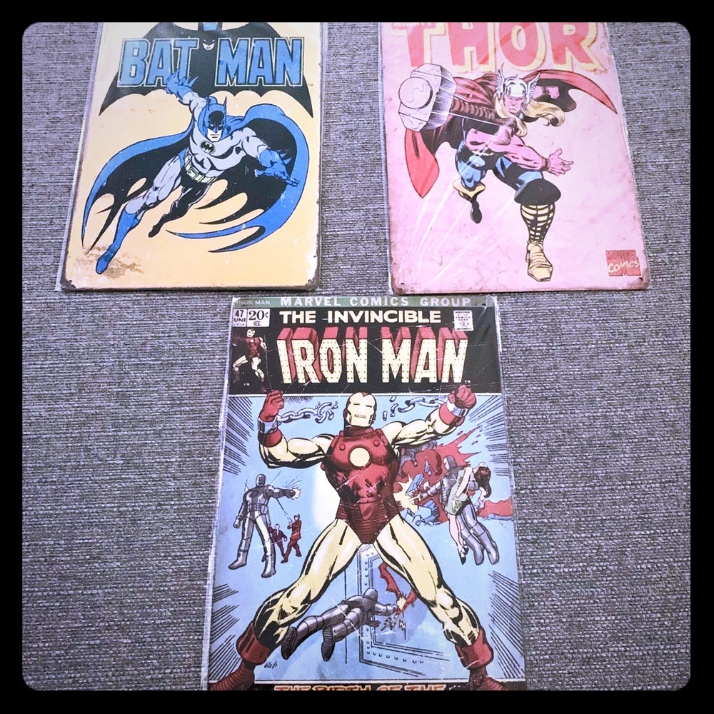COPY - Batman Ironman Thor Retro Tin Signs bundle